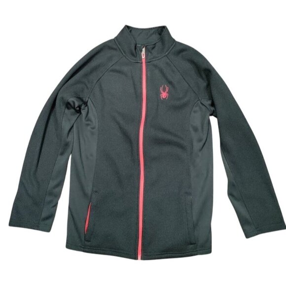 Spyder Unisex Kids Thermal Lining Raider Full Zip Black Sweater Size XL - Picture 1 of 10